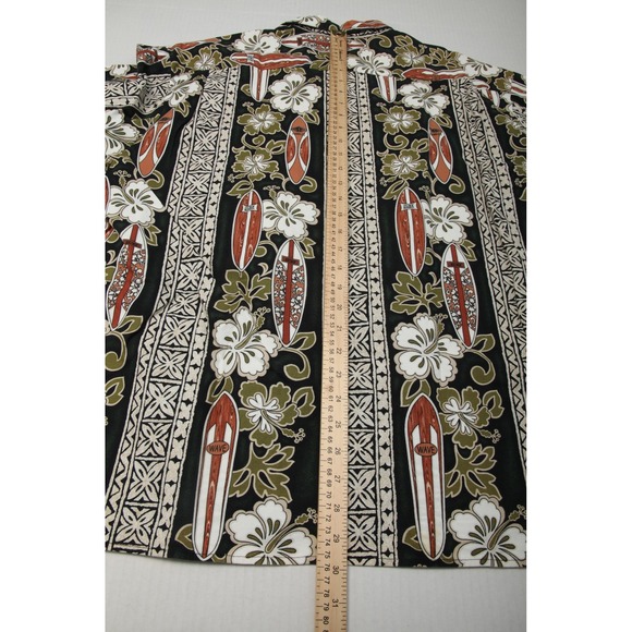 Hilo Hattie Hawaiian Original Shirt Mens XL Green Black Surfboard Floral Hawaii - Picture 7 of 9